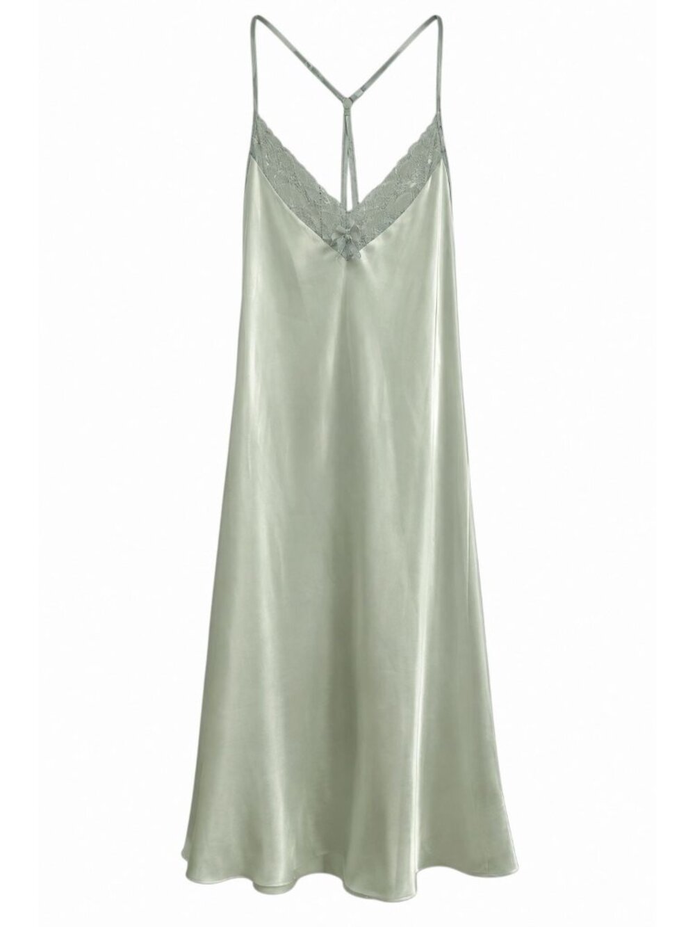 NWT Linea Donatella Satin Chemise Sz XL White Blue Trim Nightgown Sleepwear